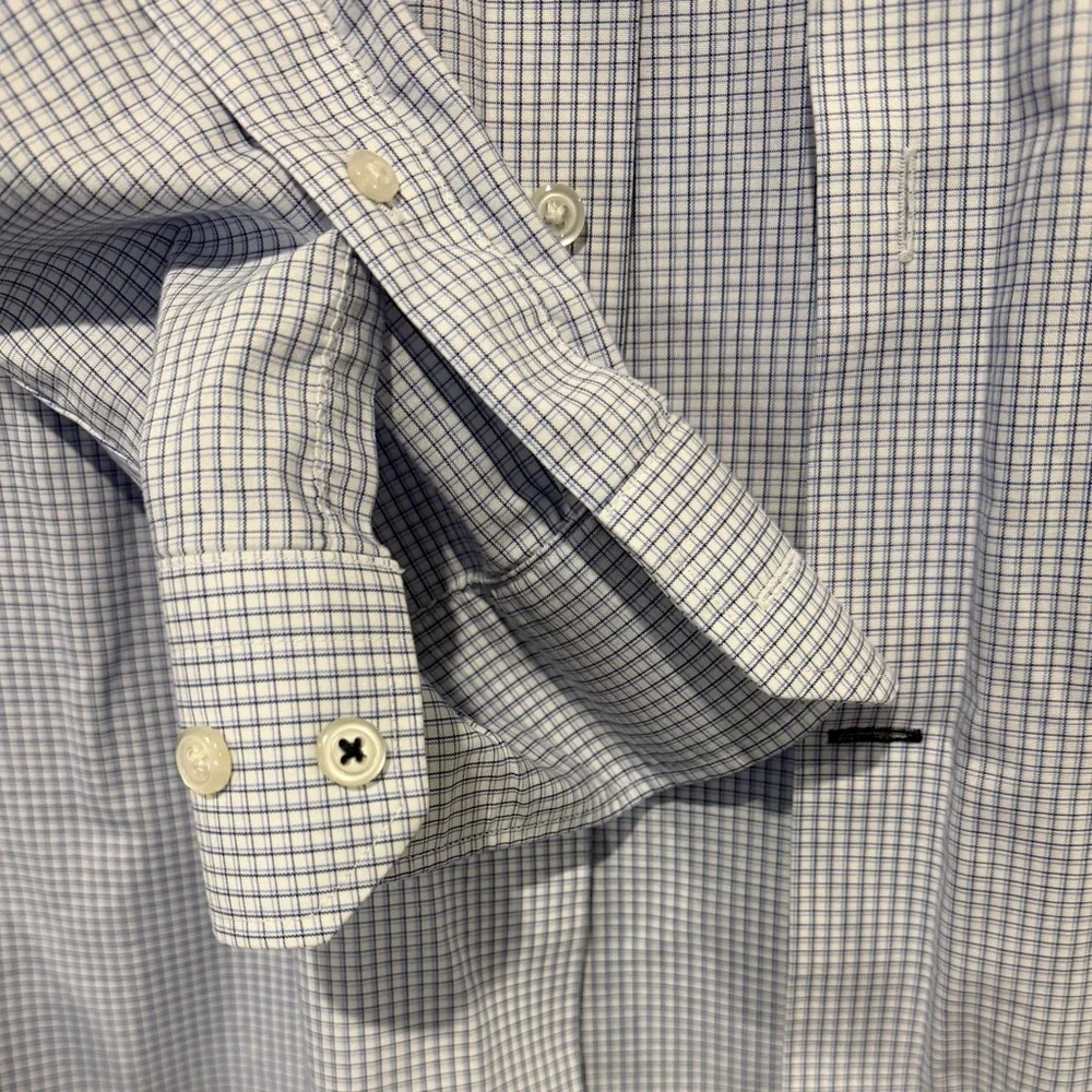 Banana Republic Men's Blue Gingham Non-Iron Dress Shirt